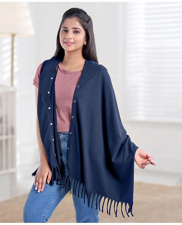 Babyhug 100% Cotton Breast Feeding Multi Purpose Nursing Scarf- Black