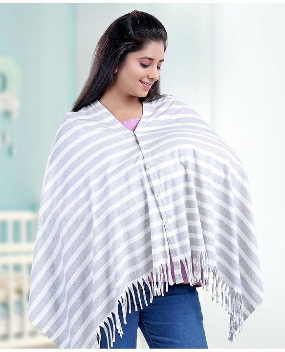 Babyhug 100% Cotton Breast Feeding Multi Purpose Nursing Scarf- Black