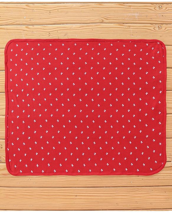 Babyhug Terry Knit Bow Print Towel Pack of 2 L 76.2 x B 76.2 cm- Red & White