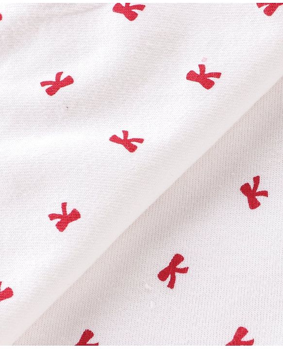 Babyhug Terry Knit Bow Print Towel Pack of 2 L 76.2 x B 76.2 cm- Red & White