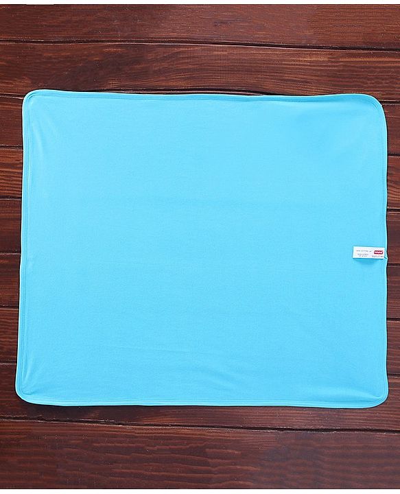 Babyhug Knit Terry Sheep Embroidered Hooded Towel  L 76 x B 76 cm- Blue
