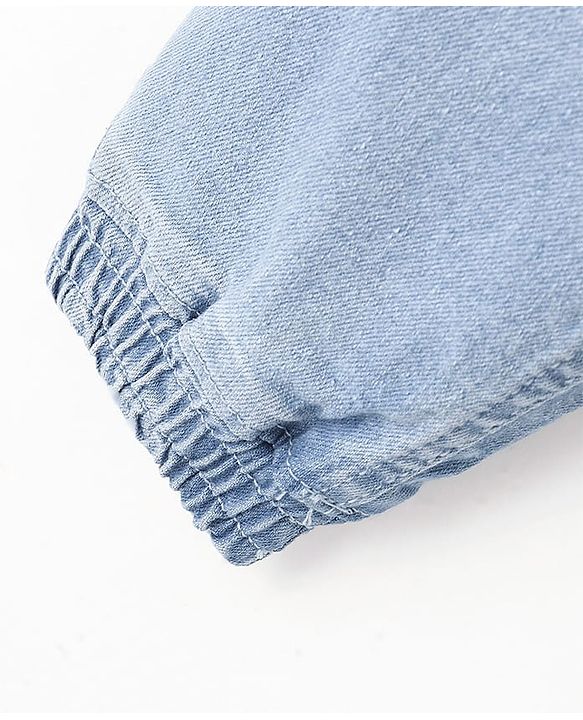 Pine Kids Cotton Elastane Full Length  Washed Denim Jeans with Ribbed Waist - Ice Blue