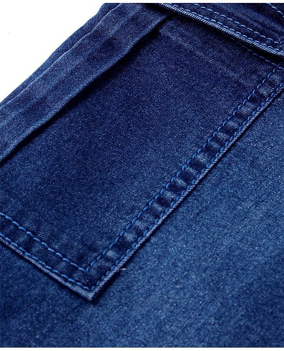Pine Kids Denim Full Length Jeans With Stretch & Text Print - Blue - Mid Blue