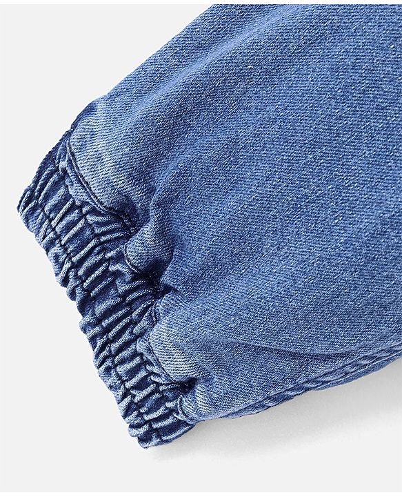 Pine Kids Denim Full Length Jeans With Stretch & Text Print - Blue - Mid Blue