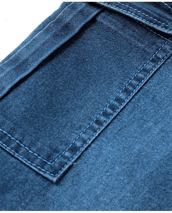 Pine Kids Denim Full Length Jeans With Stretch & Text Print - Blue - Mid Blue