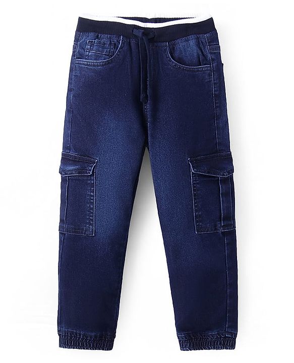 Pine Kids Denim Washed Full Length  Cargo Jogger - Blue