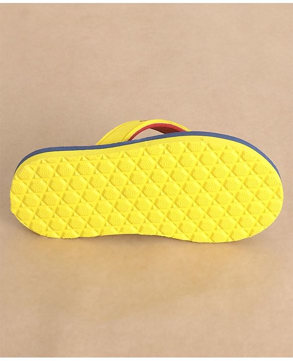 Cute Walk by Babyhug Slip On Flip Flops Construction Vehicle Print - Yellow & Blue