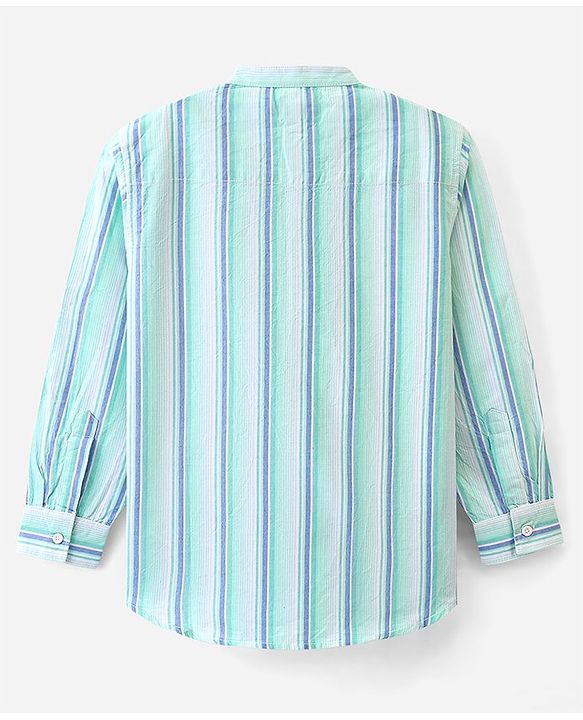 Pine Kids 100% Cotton Full Sleeves Stripe Shirt - Green