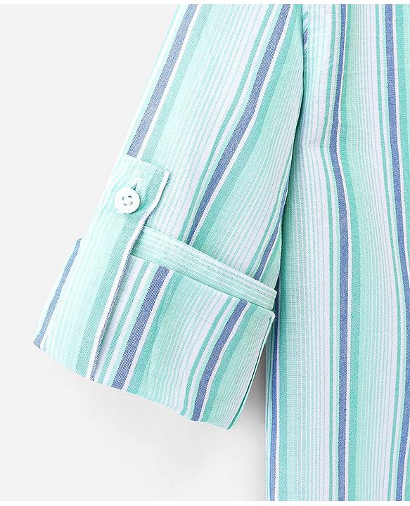 Pine Kids 100% Cotton Full Sleeves Stripe Shirt - Green