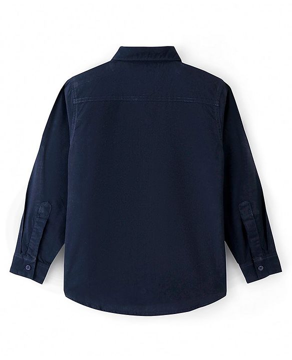 Pine Kids 100% Cotton Full Sleeves Shirt Solid Color -  Dark Blue