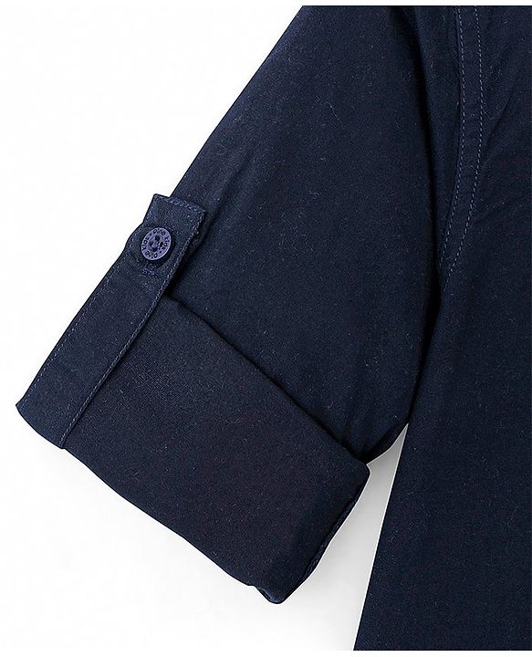 Pine Kids 100% Cotton Full Sleeves Shirt Solid Color -  Dark Blue