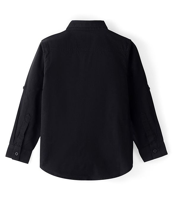 Pine Kids 100% Cotton Full Sleeves Shirt Solid Color - Black