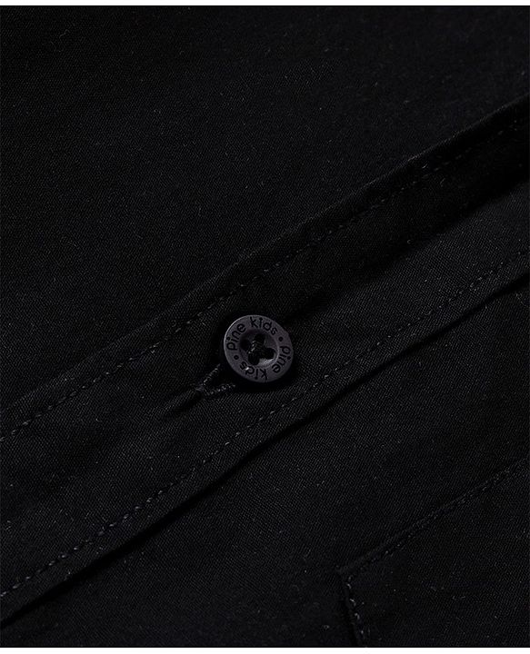 Pine Kids 100% Cotton Full Sleeves Shirt Solid Color - Black