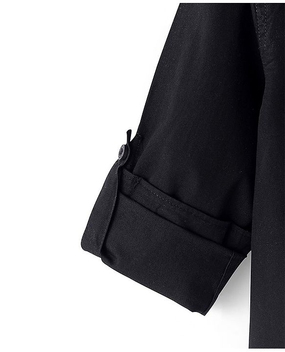 Pine Kids 100% Cotton Full Sleeves Shirt Solid Color - Black