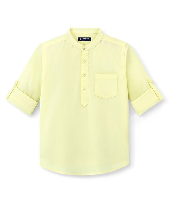 Pine Kids Cotton Woven Full Sleeves Solid Shirt - Yellow
