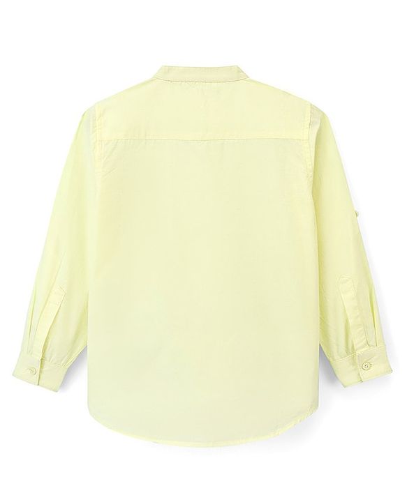 Pine Kids Cotton Woven Full Sleeves Solid Shirt - Yellow