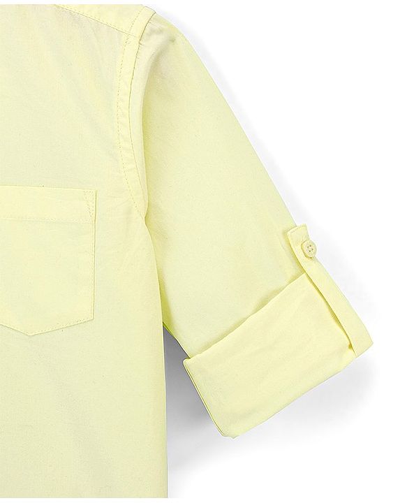 Pine Kids Cotton Woven Full Sleeves Solid Shirt - Yellow