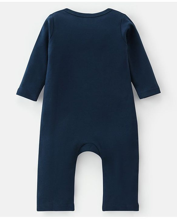 Babyhug 100% Cotton Knit Full Sleeves Romper Base Balls Print Pack of 2 - Navy & Sky Blue
