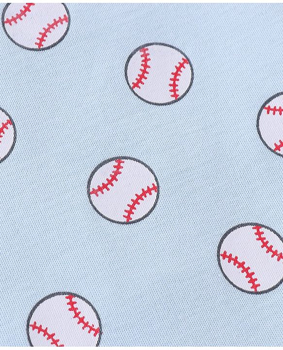 Babyhug 100% Cotton Knit Full Sleeves Romper Base Balls Print Pack of 2 - Navy & Sky Blue