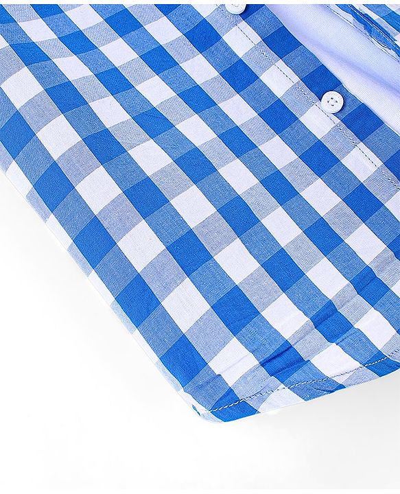 Pine Kids 100% Cotton Half Sleeves Check Shirt with Inner Tee - Blue