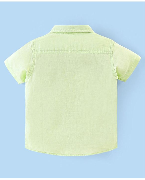 Babyhug Cotton Linen Half Sleeves Solid Shirt- Lime Green