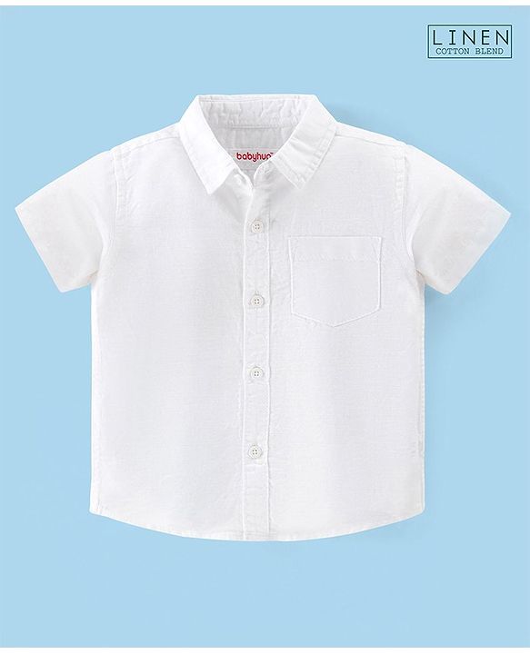 Babyhug Cotton Linen Half Sleeves Solid Shirt- Lime Green