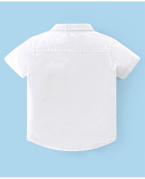 Babyhug Cotton Linen Half Sleeves Solid Shirt- Lime Green