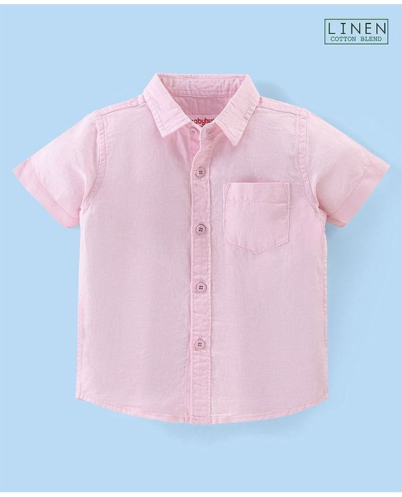 Babyhug Cotton Linen Half Sleeves Solid Shirt- Lime Green