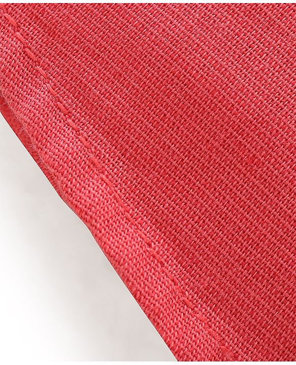 Babyhug Cotton Linen Half Sleeves Solid Color Shirt - Coral
