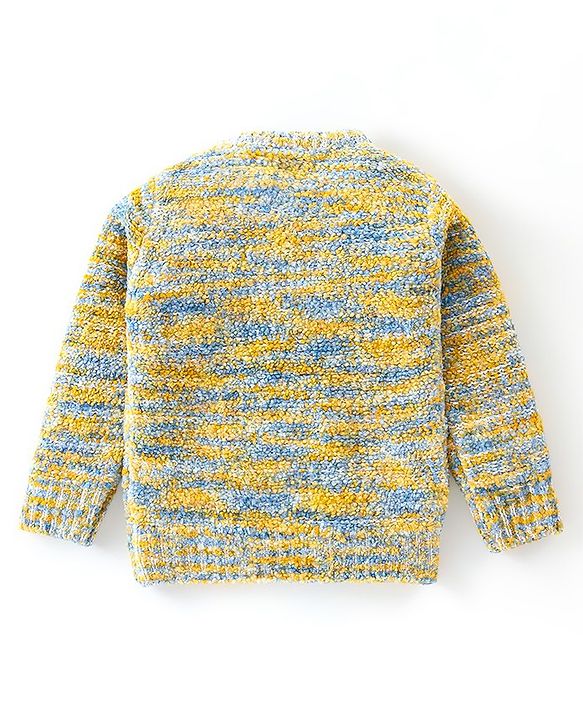 Babyhug Full Sleeves Melange Pullover - Yellow & Blue