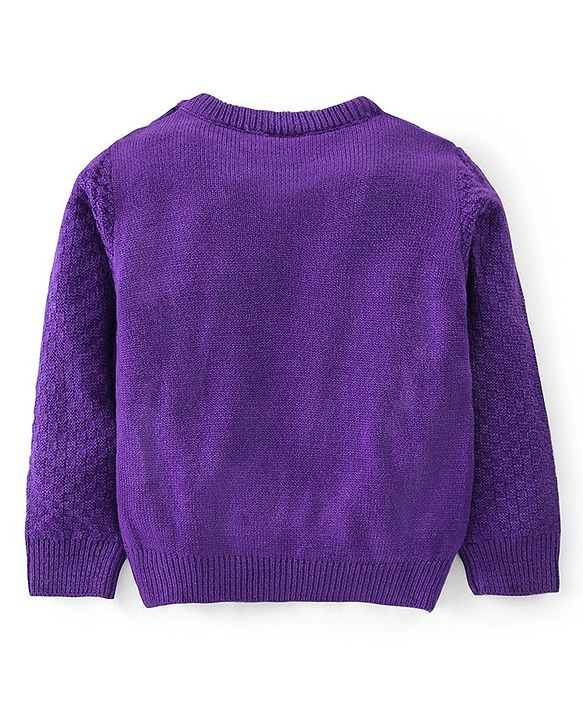 Babyhug Knit Full Sleeves Sweater Cable Knit Design - Purple