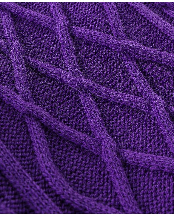 Babyhug Knit Full Sleeves Sweater Cable Knit Design - Purple