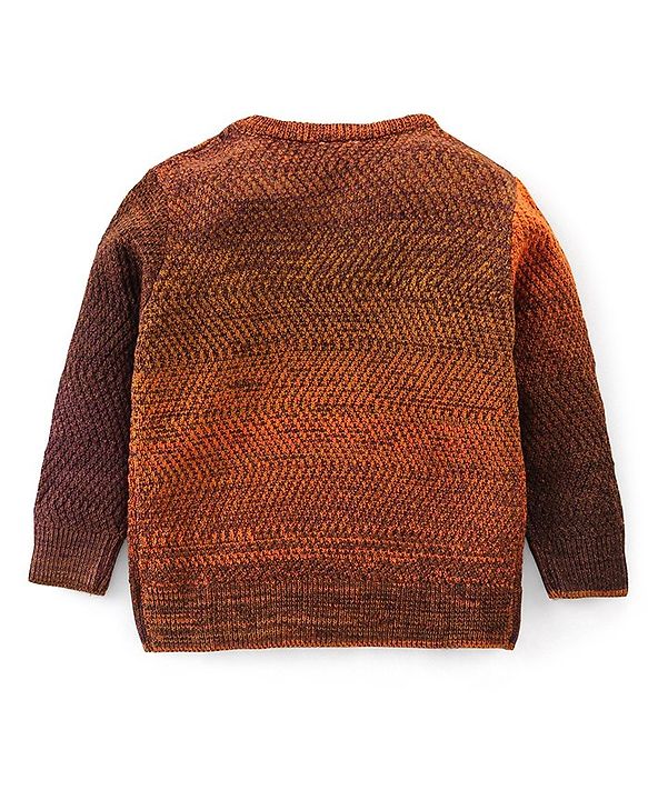 Babyhug Knit Full Sleeves Textured Sweater - Brown