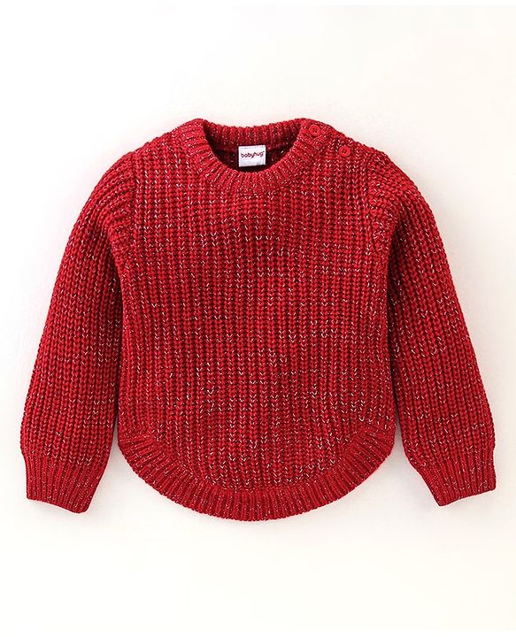 Babyhug Knit Full Sleeves Sweater Cable Knit Design - Red