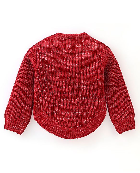 Babyhug Knit Full Sleeves Sweater Cable Knit Design - Red