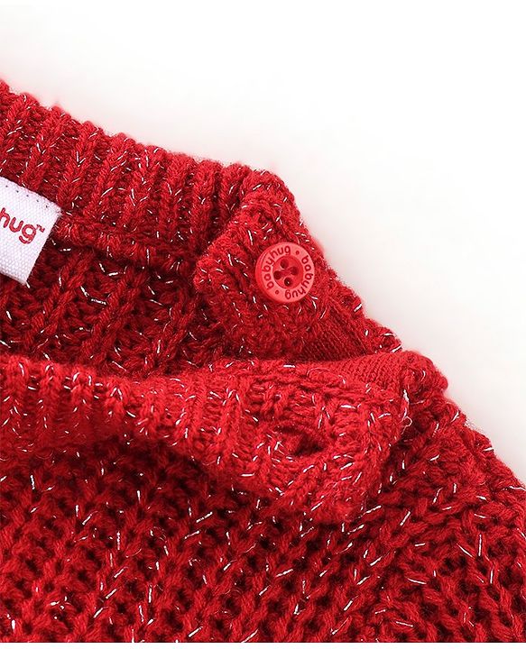 Babyhug Knit Full Sleeves Sweater Cable Knit Design - Red