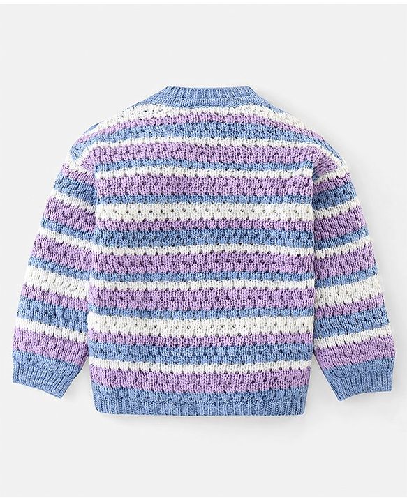 Babyhug Knit Full Sleeves Striped Sweater - Multicolour