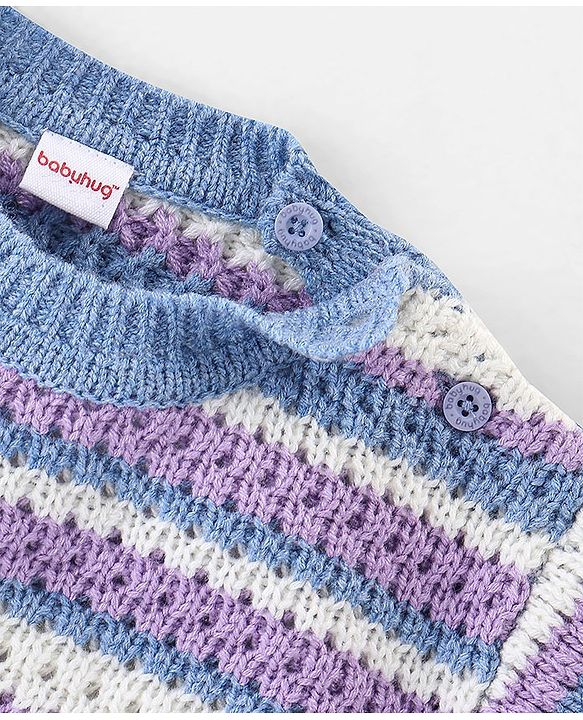 Babyhug Knit Full Sleeves Striped Sweater - Multicolour