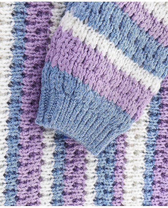 Babyhug Knit Full Sleeves Striped Sweater - Multicolour
