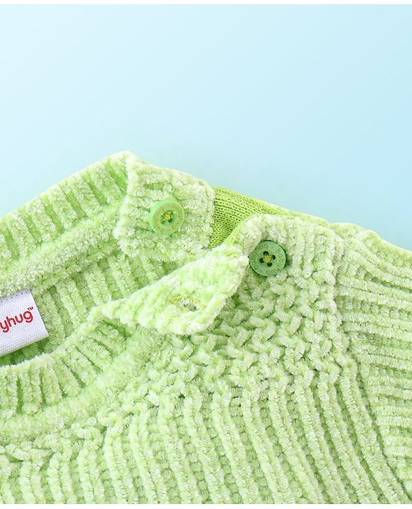 Babyhug Knit Full Sleeves Sweater with Cable Knit Design - Green