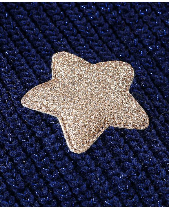 Babyhug Knit Full Sleeves Sweater with Star Design - Navy Blue