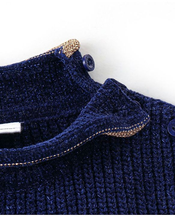 Babyhug Knit Full Sleeves Sweater with Star Design - Navy Blue