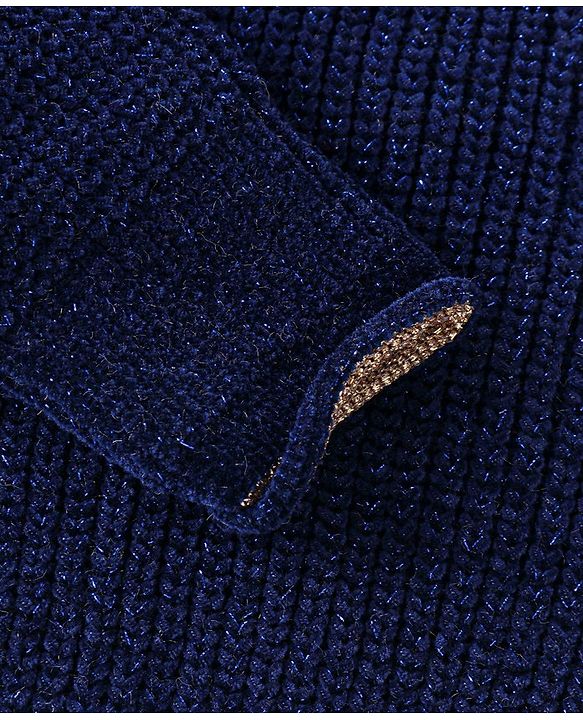 Babyhug Knit Full Sleeves Sweater with Star Design - Navy Blue