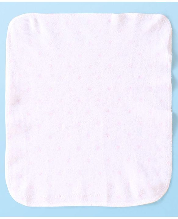 Babyhug Cotton Knit Wash cloth Polka Dot Print Pack of 6 - Pink & White