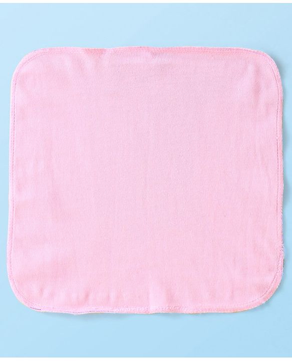 Babyhug Cotton Knit Wash cloth Polka Dot Print Pack of 6 - Pink & White