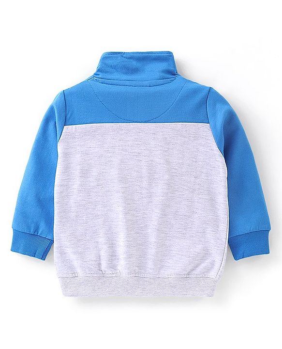 Babyhug 100% Cotton Knit Full Sleeves With T-Shirt Jacket & Lounge Pants & Text Print - Blue & Green