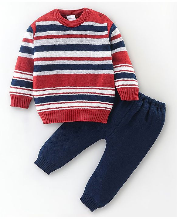 Babyhug Knit Full Sleeves Stripe Print Sweater - Multicolor