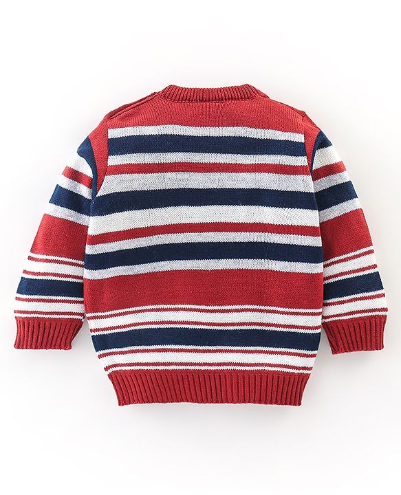 Babyhug Knit Full Sleeves Stripe Print Sweater - Multicolor