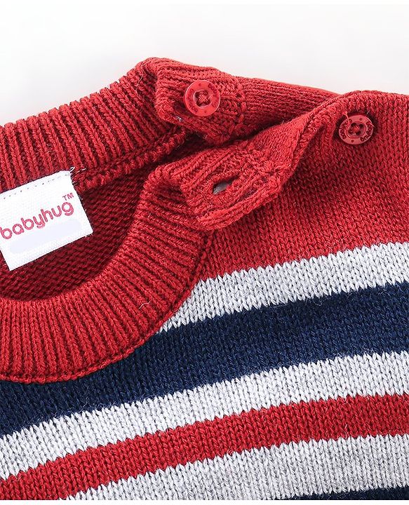 Babyhug Knit Full Sleeves Stripe Print Sweater - Multicolor