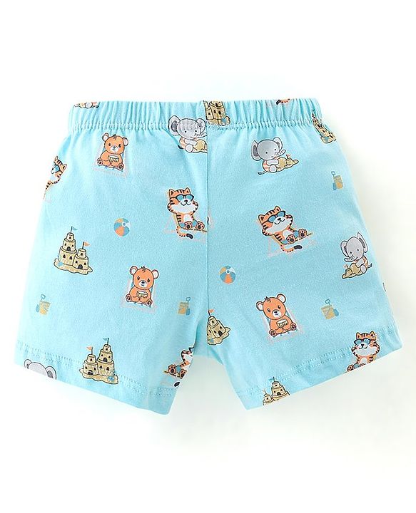 Babyhug 100% Cotton Briefs Striped & Tiger Print Pack of 3 - Blue & Yellow
